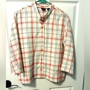 Blouse westBound essentials 100% Linen pink multicolor striped 3/4 sleeve 14